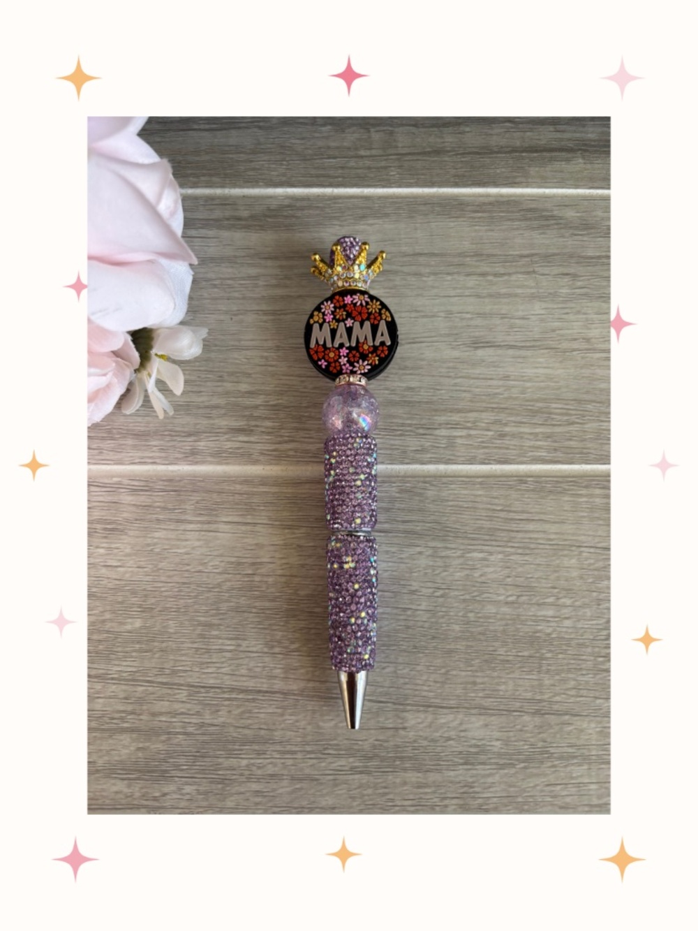 Handmade Mama Rhinestone Beaded Pen